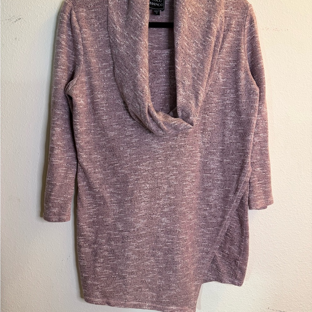 Coco Bianco Heather Pink Cozy Cowl Neck Casual Sweater